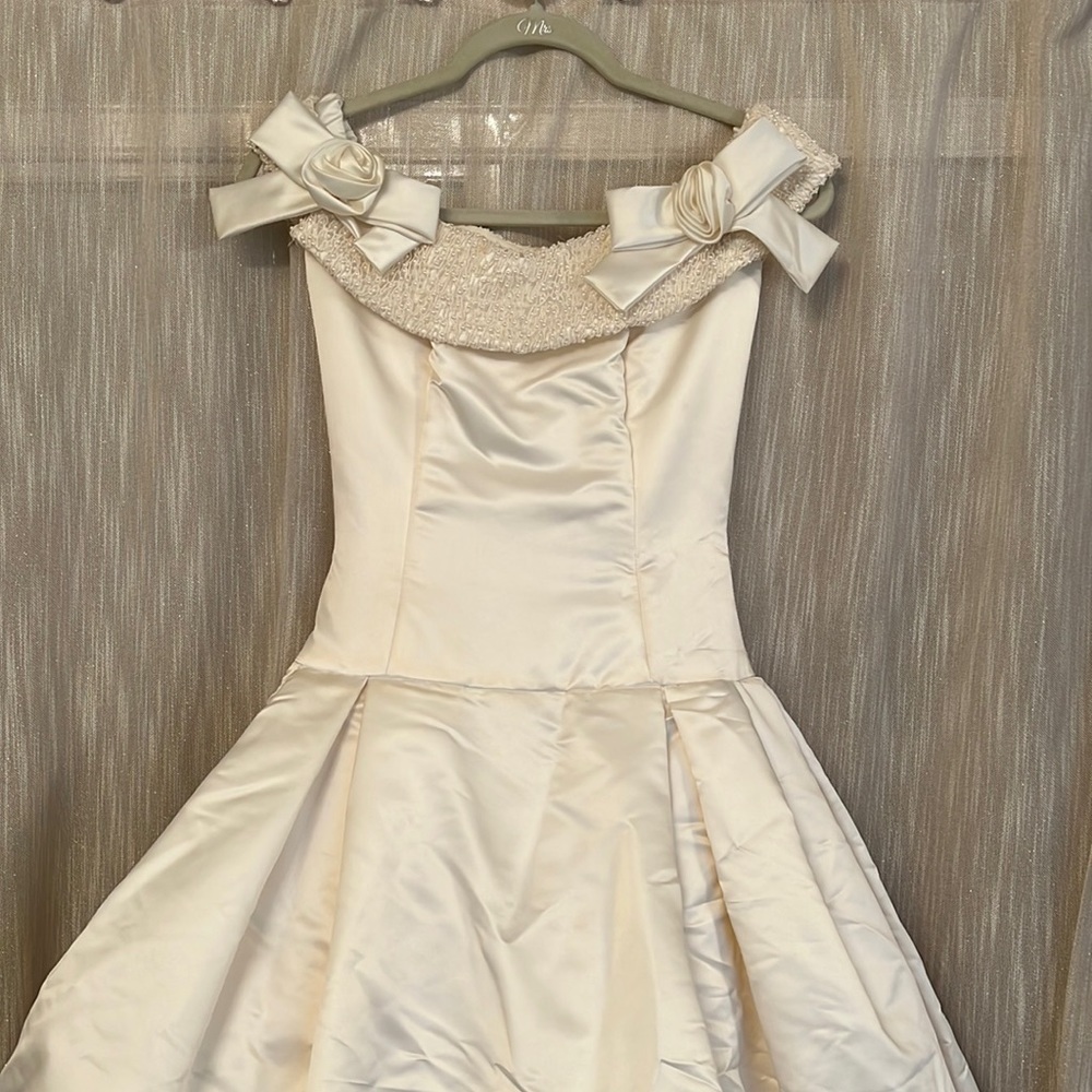 Silk satin Demetrios ivory wedding dress
